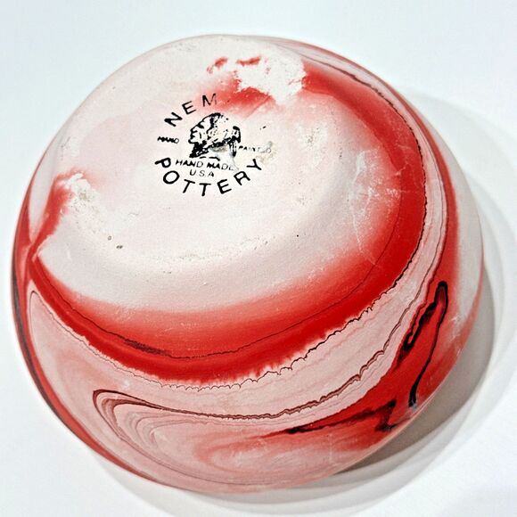 Vintage Nemadji Pottery Swirl Vase Handmade in USA Red Pink Native American - Picture 5 of 10
